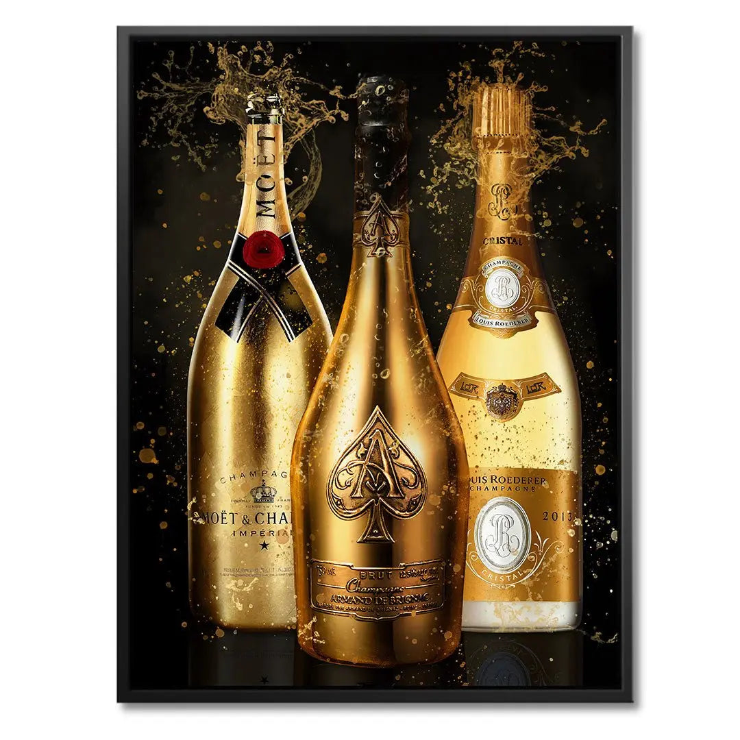 "CHAMPAGNE BOTTLES GOLD" - Art For Everyone