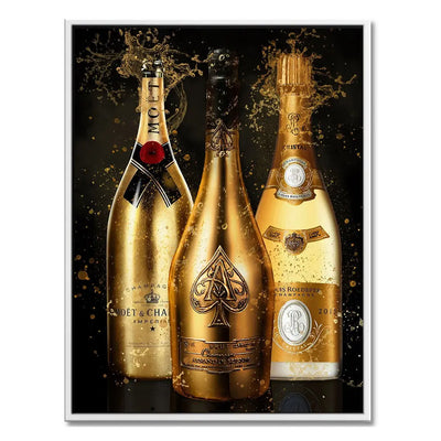 "CHAMPAGNE BOTTLES GOLD" - Art For Everyone