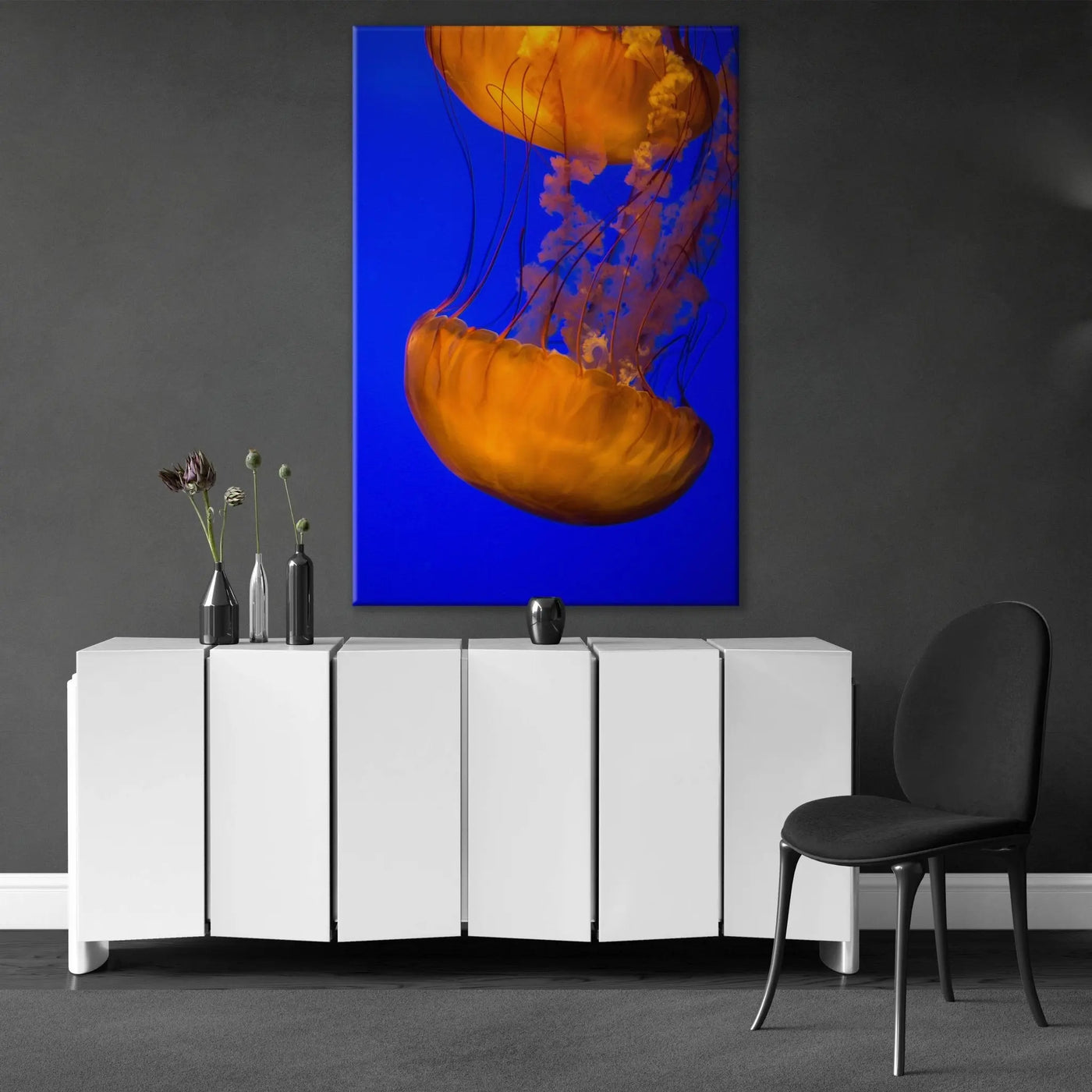 "ORANGE BLUE JELLYFISH" - Art For Everyone